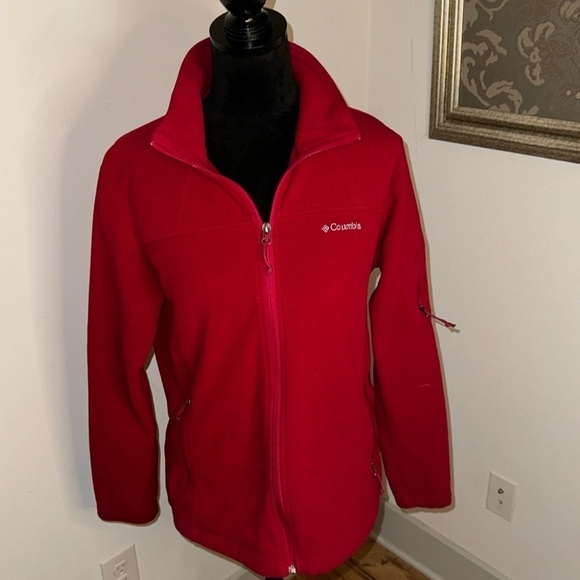 Columbia Sportswear fleece zip up Red jacket Sz L flaw - Picture 1 of 9